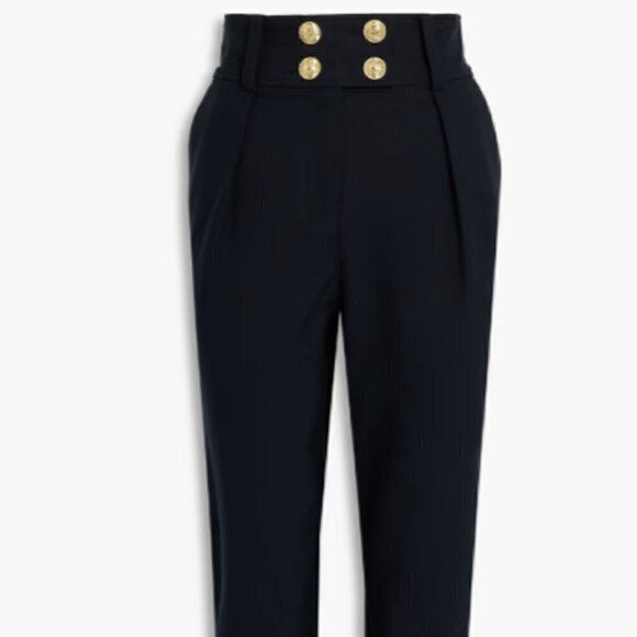 DEREK LAM 10 CROSBY Cropped button-detailed cotton-blend tapered pants in Blue - Picture 3 of 3